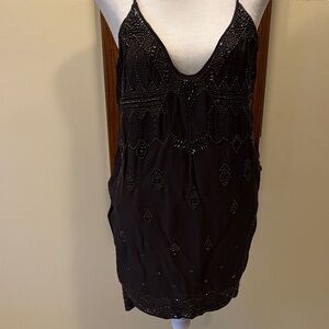 Free People Beaded Sleeveless Charcoal Dress - Size Small